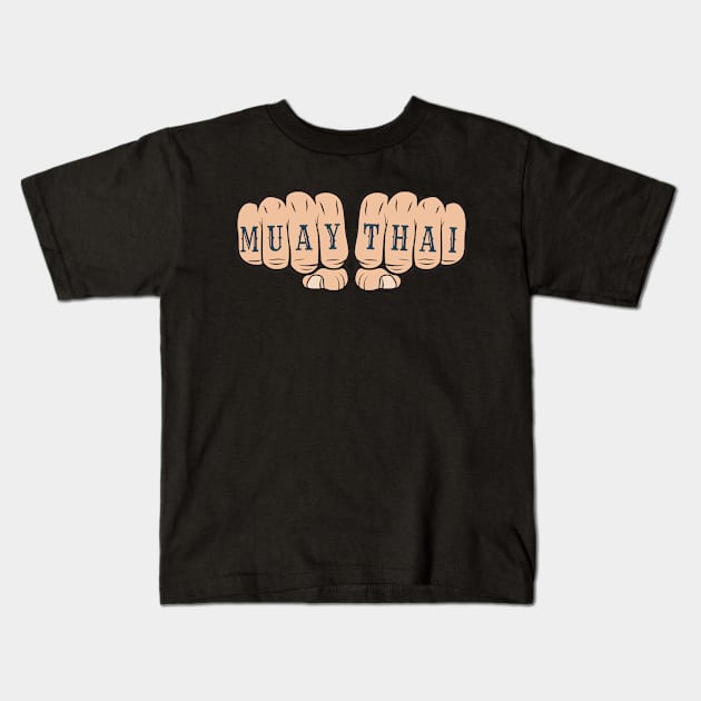 Muay Thai Fists Kids T-Shirt by sqwear